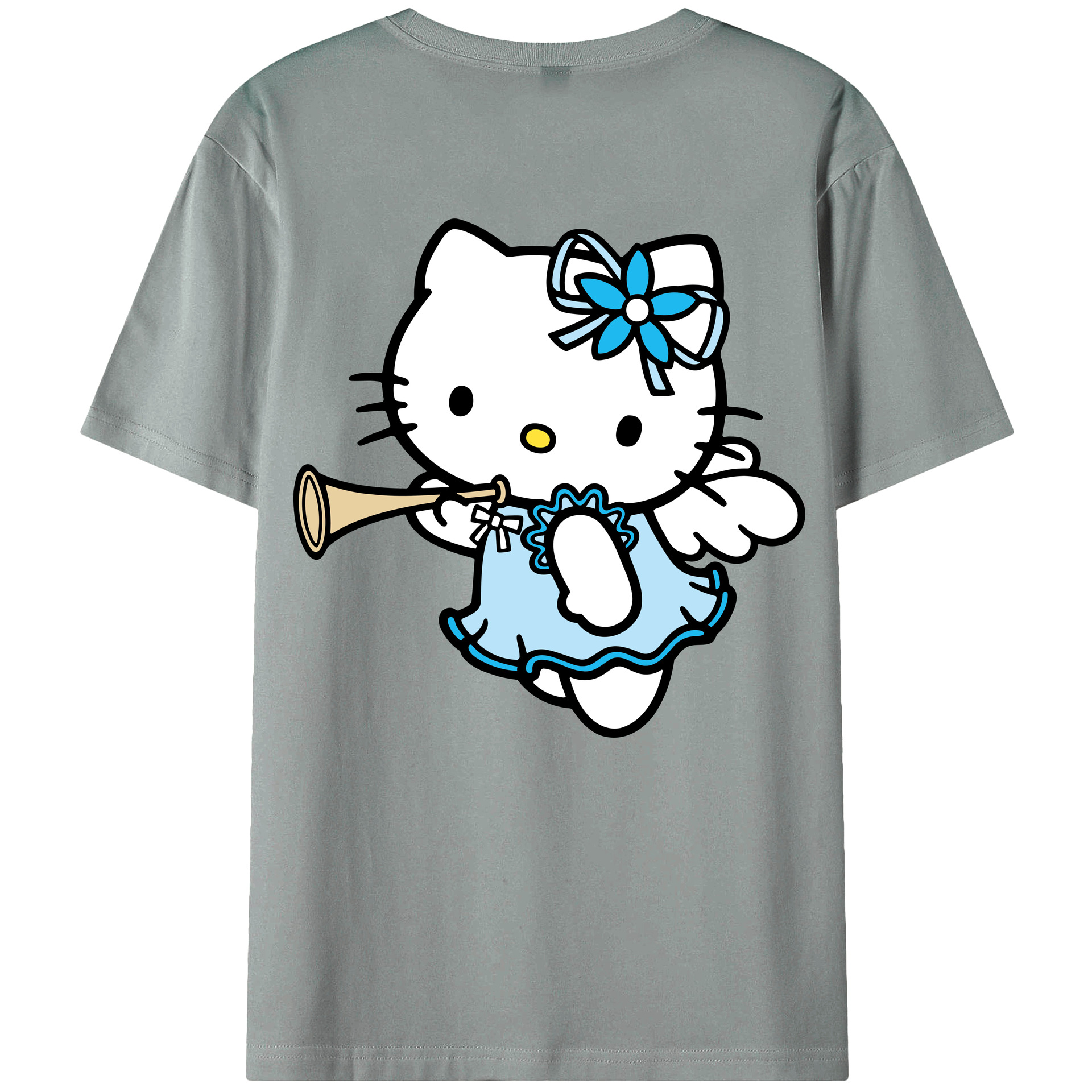 （画像用） Hello Kitty ハローキティ 綿100％ メンズ半袖Tシャツ（バックプリント） 通気性